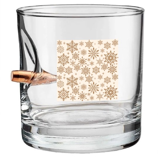 Beige Snowflakes Christmas Pattern Bullet Whiskey Glasses