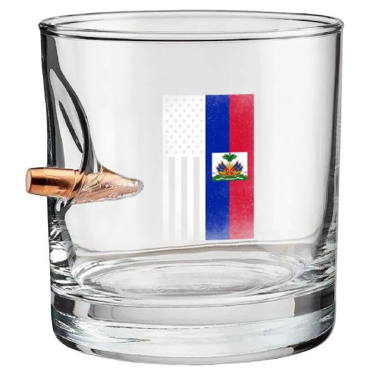 Haiti Design for proud Haitian Americans Bullet Whiskey Glasses