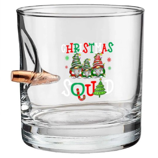 Three Gnomes Matching Family Merry Christmas Tree Bullet Whiskey Glasses