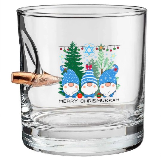 Merry Christmukkah, Jewish Christmas, Hanukkah Bullet Whiskey Glasses