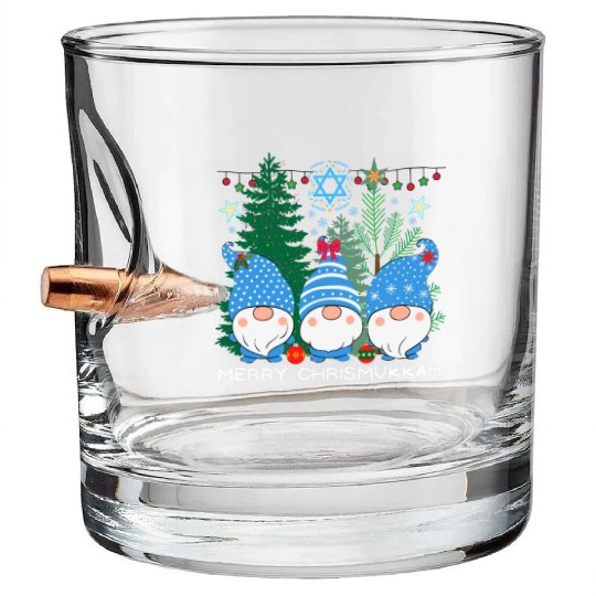 Merry Christmukkah, Jewish Christmas Bullet Whiskey Glasses