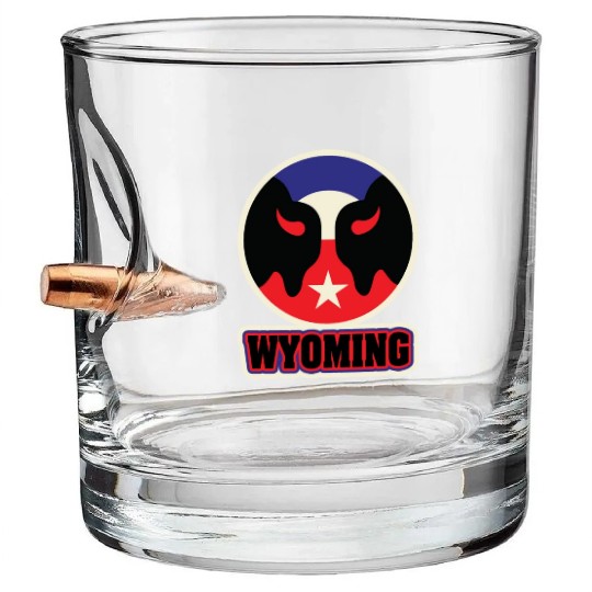 US States WYOMING Bullet Whiskey Glasses