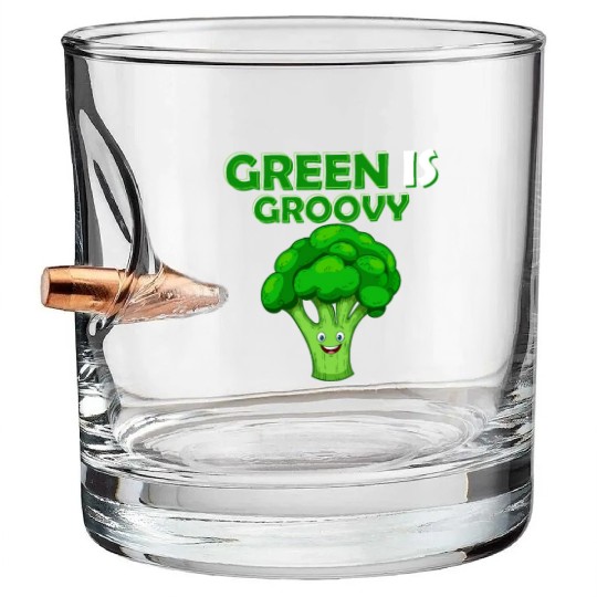Green Is Groovy Vegetable Broccoli Bullet Whiskey Glasses