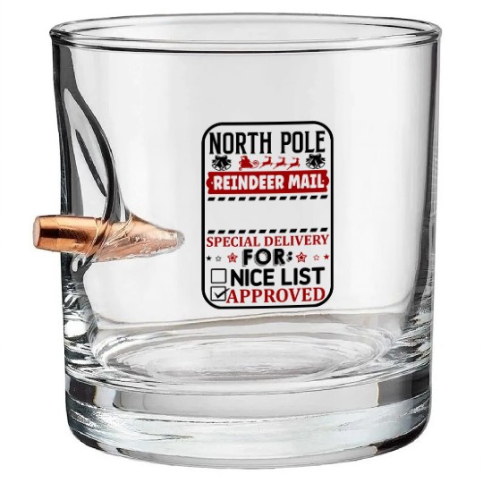 North Pole Reindeer Mail Bullet Whiskey Glasses
