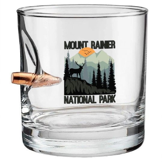 Mount Rainier National Park Mountains Deer Bullet Whiskey Glasses