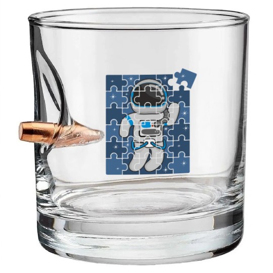Autism Spaceman Astro Cosmo Space Lover Autism Awa Bullet Whiskey Glasses