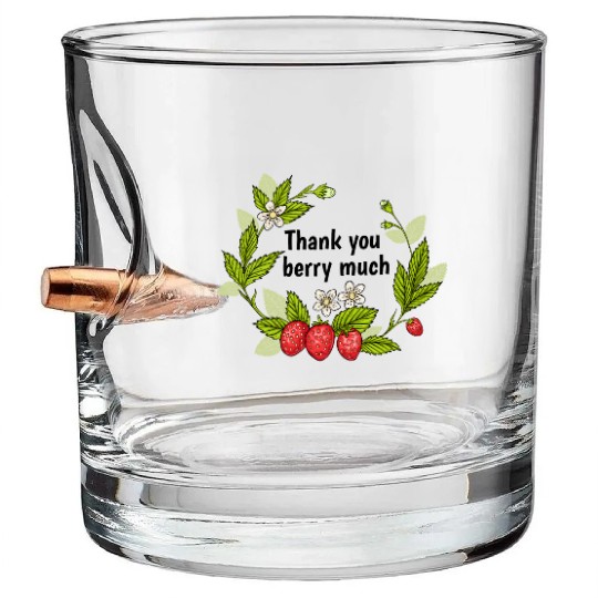 Thank you berry much, cute pun with strawberry Bullet Whiskey Glasses