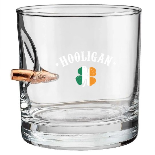 Hooligan St Patricks Day Irish Shamrock Flag Bullet Whiskey Glasses