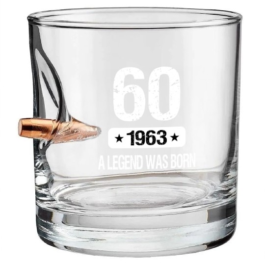 60th Birthday 1963 A Legend Was Born Bullet Whiskey Glasses
