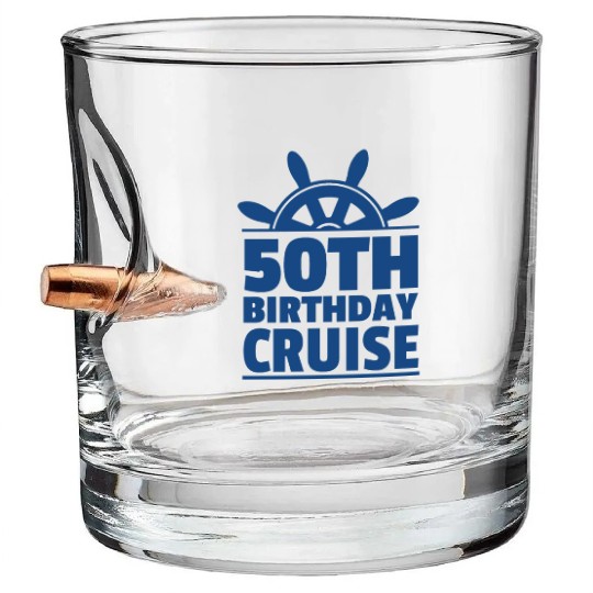 50th birthday cruise Bullet Whiskey Glasses