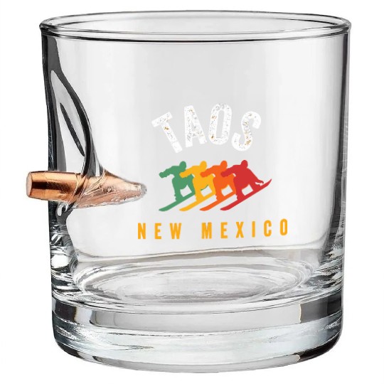 Vintage Taos Nm Us New Mexico Ski Snowboard Mounta Bullet Whiskey Glasses