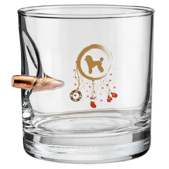 dog dreamcatcher Christmas Poodle Bullet Whiskey Glasses