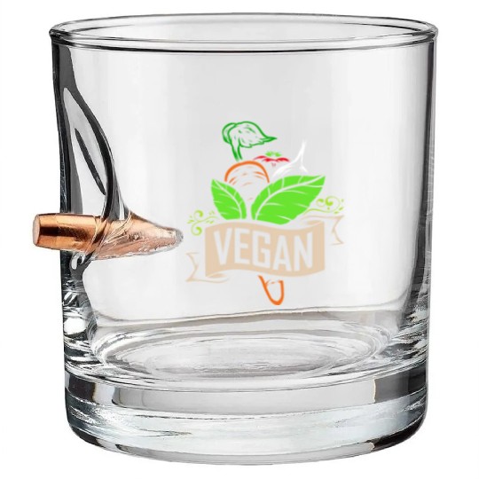 Carrot, Onion And Tomato Logo For Vegetarians And Bullet Whiskey Glasses