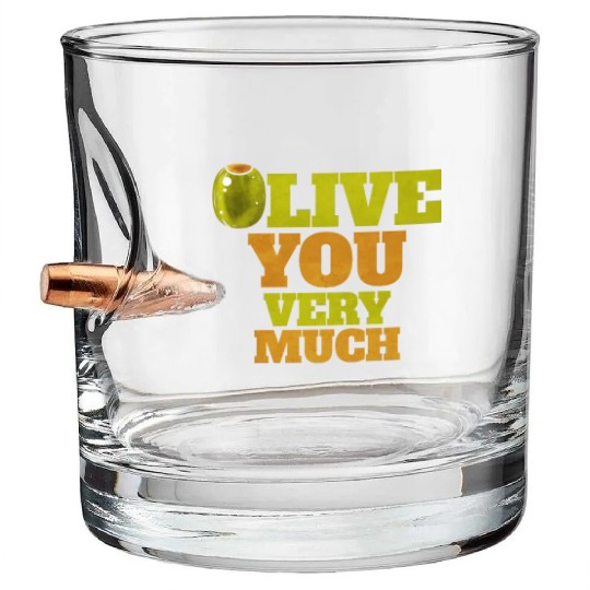 Olive I love You Very Much - Love Veggies Bullet Whiskey Glasses
