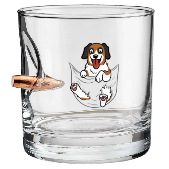 Saint Bernard Pocket Graphic Bullet Whiskey Glasses