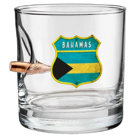Bahamas coat of arms flag design Bullet Whiskey Glasses