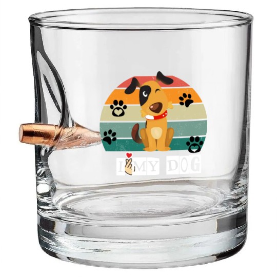I Love My Dog Bullet Whiskey Glasses
