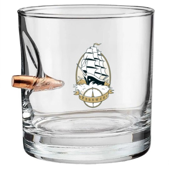 Old school ship waves sea sailing Old school ship Bullet Whiskey Glasses