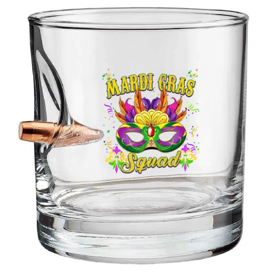 Mardi Gras Festival Celebration - Mardi Gras Squad Bullet Whiskey Glasses