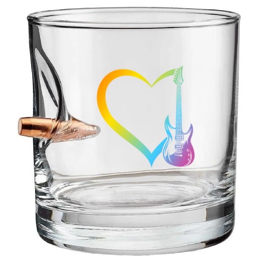 Guitar Heart - Bass Guitar Heart Bass Guitarist Bullet Whiskey Glasses