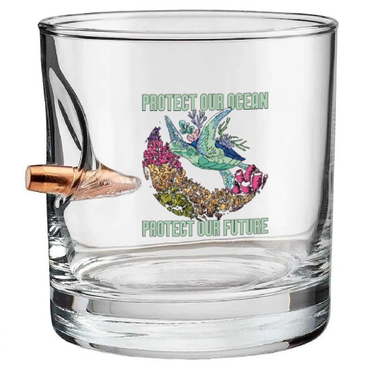 Marine Biology Protect Our Ocean Loves Marine Life Bullet Whiskey Glasses