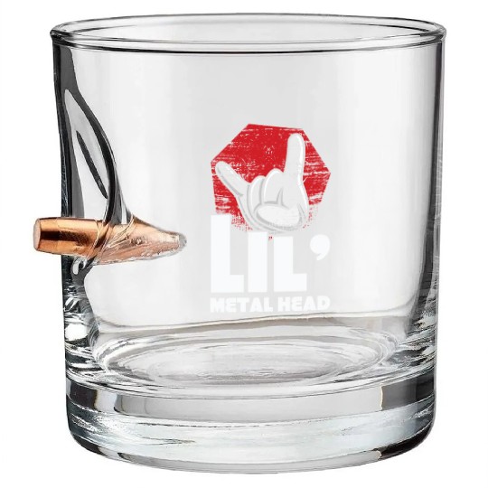 Rock Sign Rock Hand Little Metal Kid Music Lover Bullet Whiskey Glasses