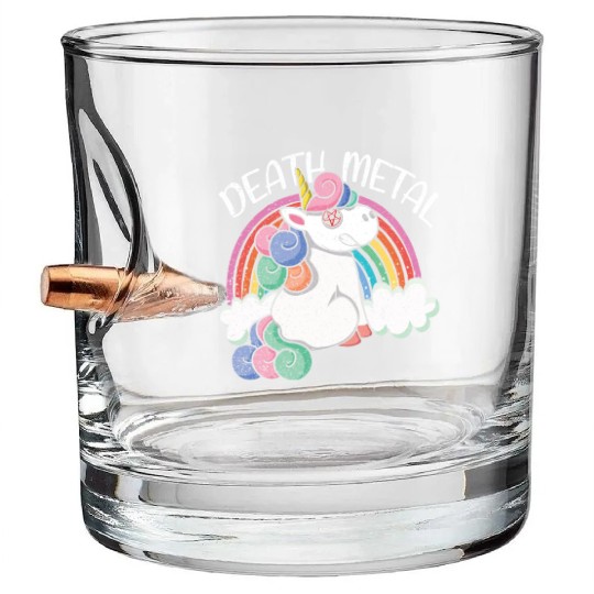 Rainbow Unicorn Satan Love Metal Music Heavy Rock Bullet Whiskey Glasses