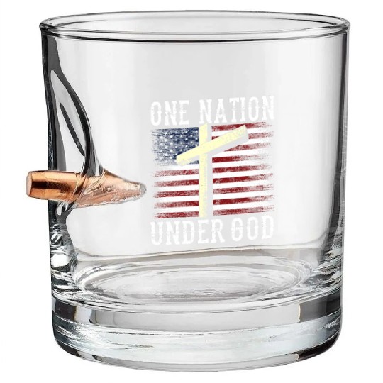 One Nation Under God America US USA American Bullet Whiskey Glasses