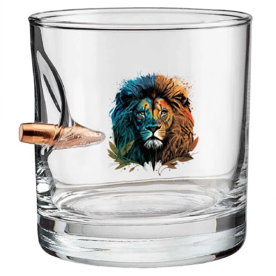 Two Face Lion Bullet Whiskey Glasses