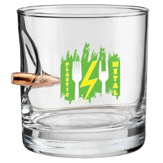 Rock Sign Funny Fork Metal Kid Music Lover Rocker Bullet Whiskey Glasses