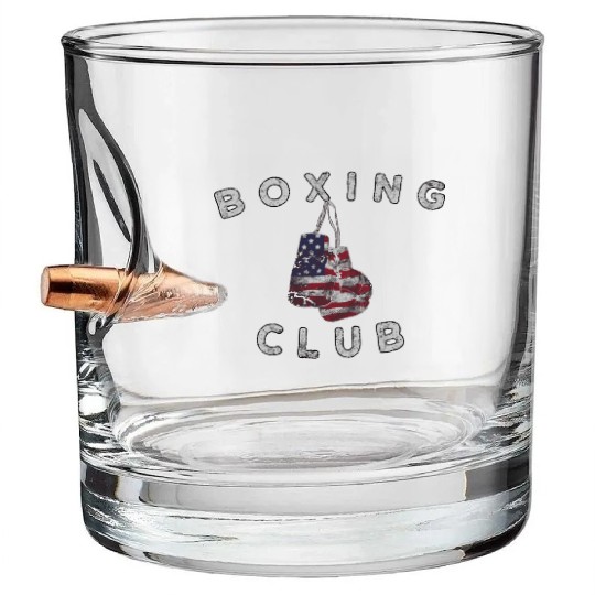 Boxing Club Vintage Us Flag Boxing Gloves Bullet Whiskey Glasses