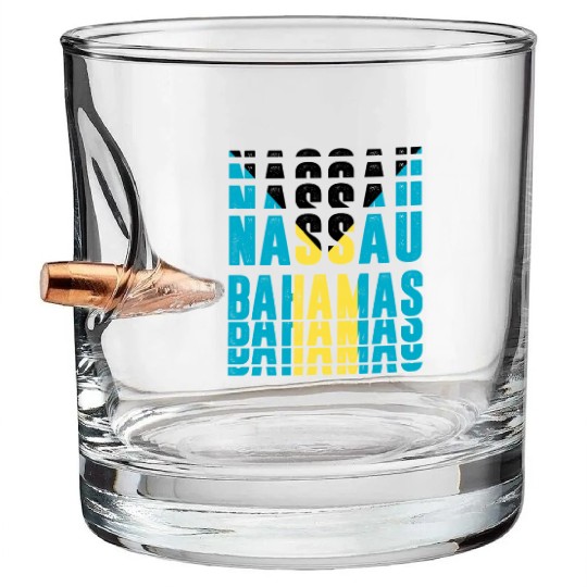Nassau Bahamas flag design Bullet Whiskey Glasses
