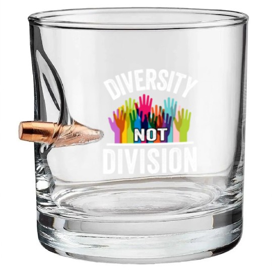 Diversity not Division Peace Love Inclusionn Human Bullet Whiskey Glasses