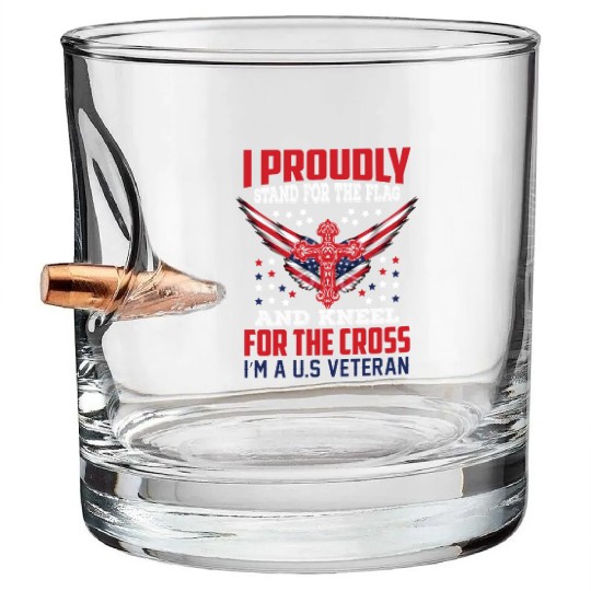 I'm A US Veteran Dad Grandpa Gift Ideas Bullet Whiskey Glasses