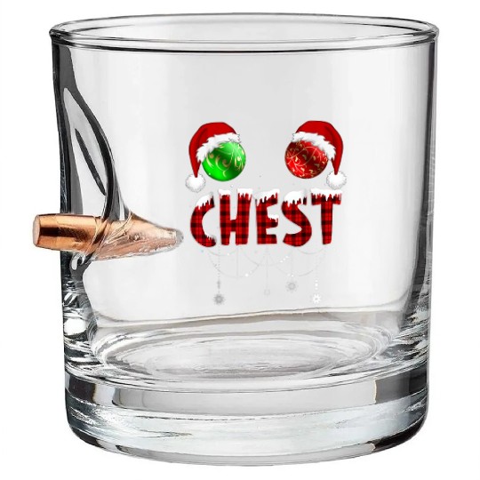 Chest Nuts Christmas Funny Matching Couple Bullet Whiskey Glasses