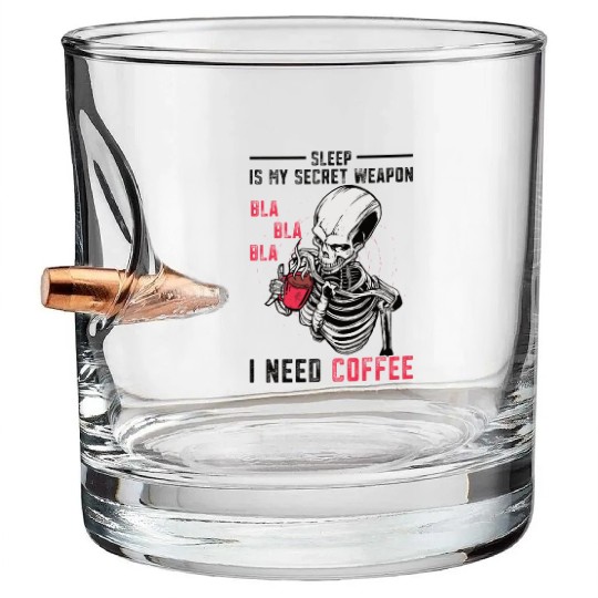 Skeleton Drinking Coffee Medical Student Bullet Whiskey Glasses