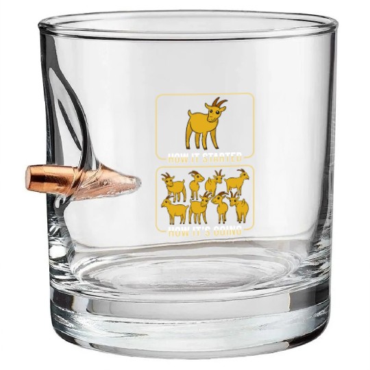 Farm Animal Horn Goat Design for a Crazy Goat Lady Bullet Whiskey Glasses
