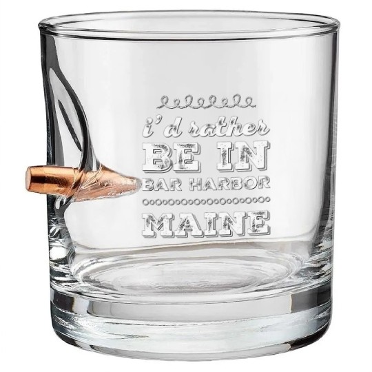 I'd rather be in Bar Harbor Maine Cute Vacation Bullet Whiskey Glasses