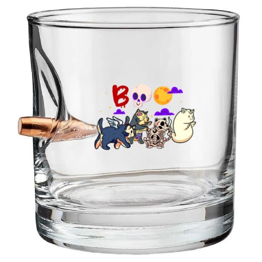 Boo! | Spooky Funny Halloween | Mummy Skeleton Bullet Whiskey Glasses