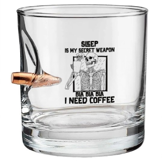 Skeleton Drinking Coffee Medical Student Bullet Whiskey Glasses