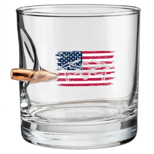 Patriotic Drone Pilot USA Drone Lover Bullet Whiskey Glasses