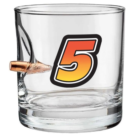 Number Five 5 Gradient Yellow Orange 3 Stroke Bullet Whiskey Glasses