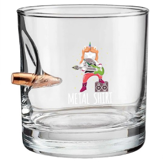 Guitar Metal Music Heavy Rock Rocker Unicorn Bullet Whiskey Glasses