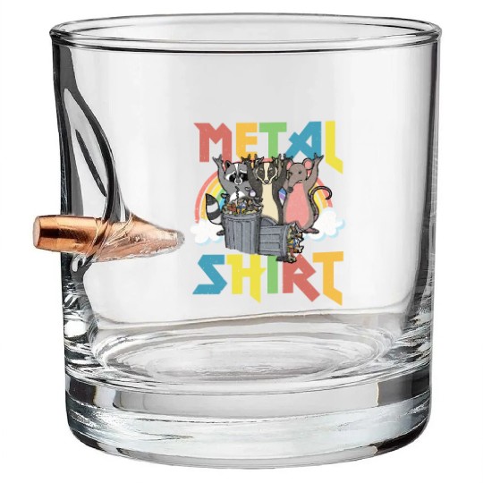 Rock Love Peace Music Heavy Trash Racoon Metal Bullet Whiskey Glasses