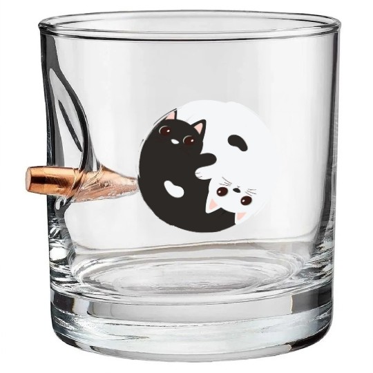 ying yang cat Bullet Whiskey Glasses