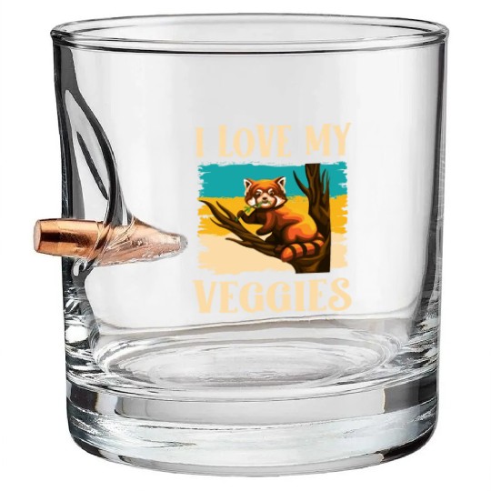 I Love My Veggies Red Panda Zookeeper Wildlife Bullet Whiskey Glasses