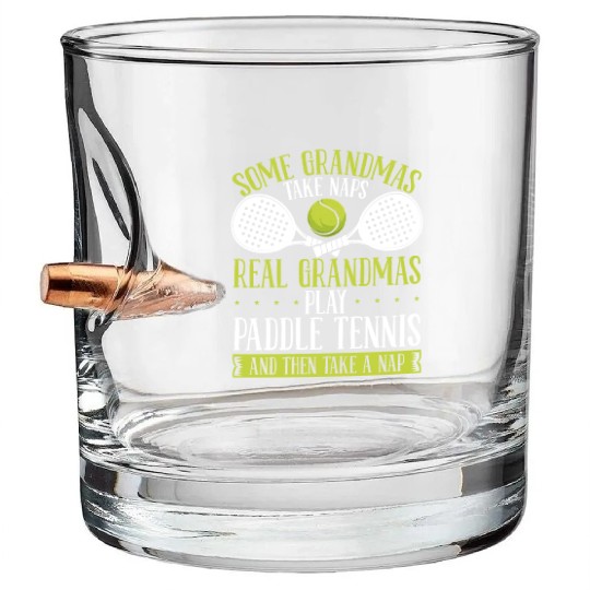 Paddle Tennis Player Match Grandmom Grandma Bullet Whiskey Glasses