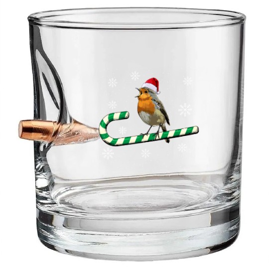 Robin Bird Watching Redbreast Birding Christmas Bullet Whiskey Glasses