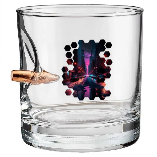 New York Vaporwave Aesthetic Retro Style Love NY Bullet Whiskey Glasses