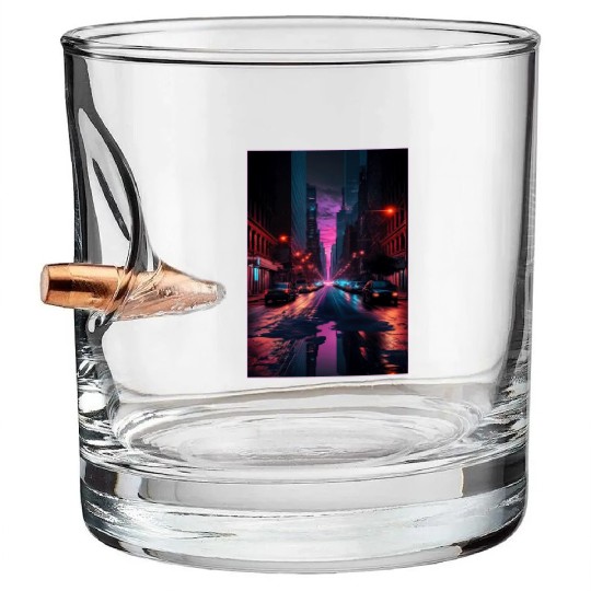 New York Vaporwave Aesthetic Retro Style Love NY Bullet Whiskey Glasses